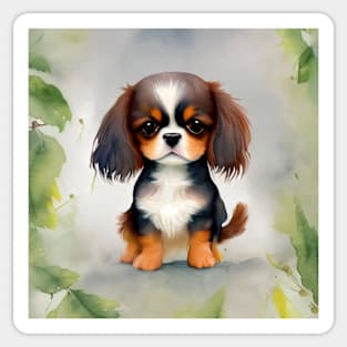 Cute Cavalier King Charles Spaniel Dog Puppy Art 3 Sticker